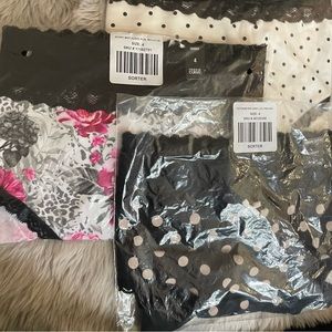 Torrid mid rise cheeky panties with lace. Polka dots Bs roses. Bundle of 3. NWT